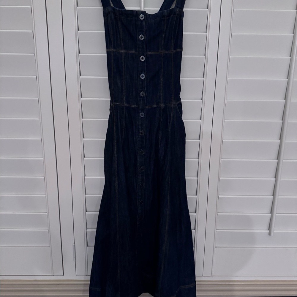 Anthropologie Maeve Dark Blue Denim Dress